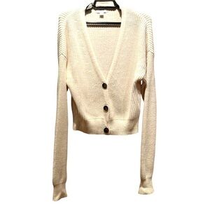 Ardene Women’s Chunky Knit Cream 3 button Cardigan Size Small